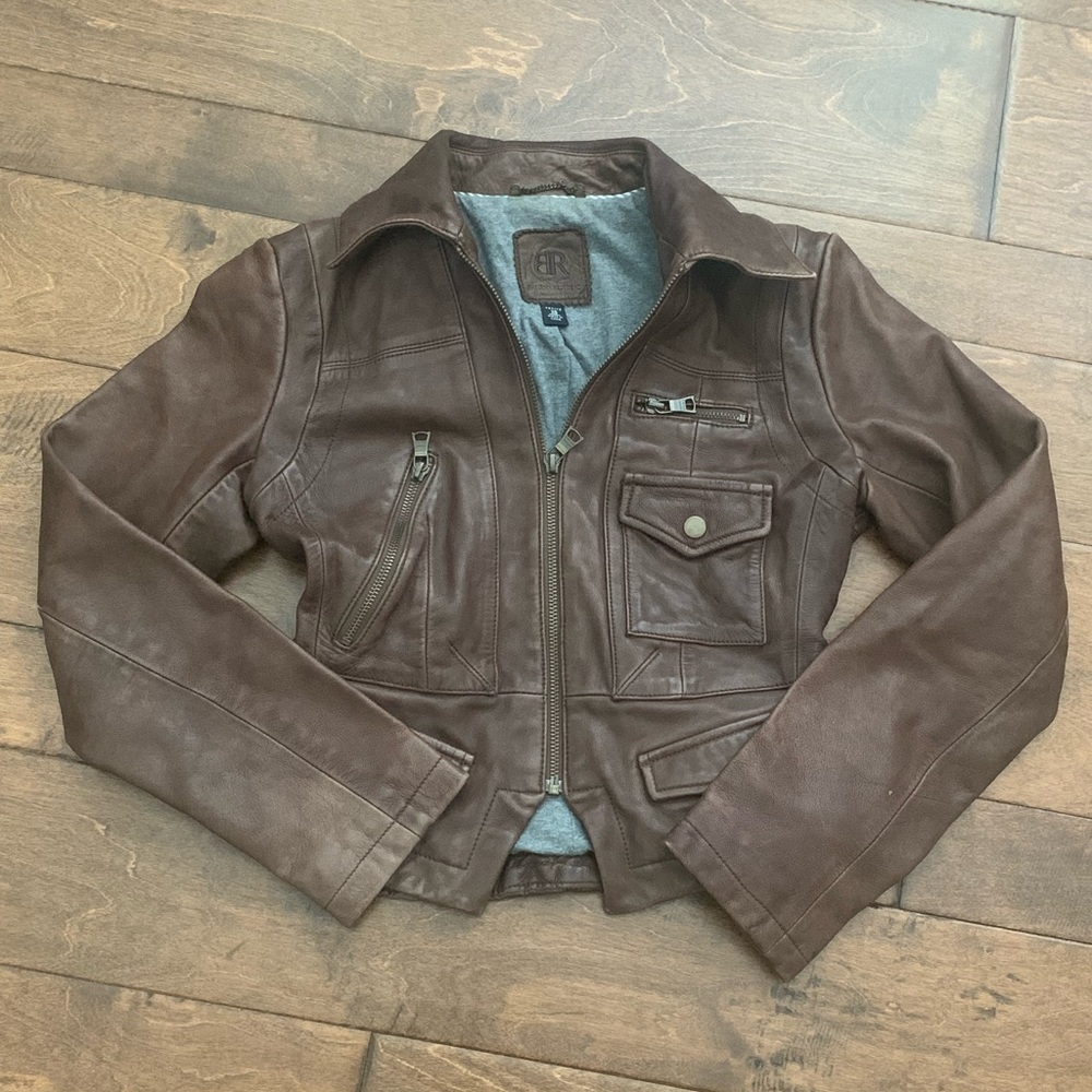 Brown leather jacket